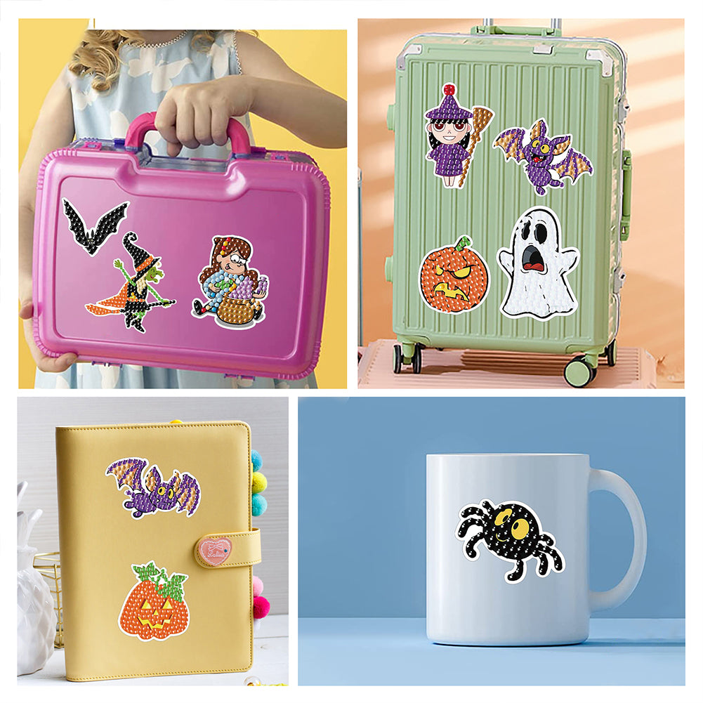 4Pcs Dot Drill Sticker Art Craft Rhinestone Halloween Sticker for Kid Adult Gift
