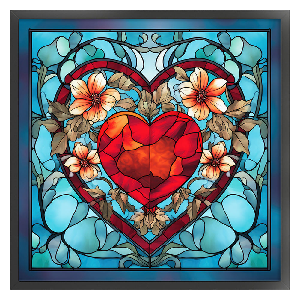 Glass Painting-Love Flowers - 11CT Stamped Cross Stitch 40*40CM