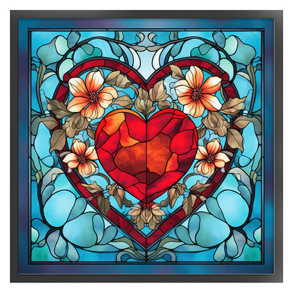 Glass Painting-Love Flowers - 11CT Stamped Cross Stitch 40*40CM
