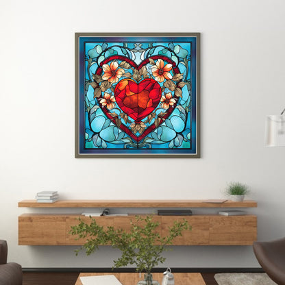 Glass Painting-Love Flowers - 11CT Stamped Cross Stitch 40*40CM