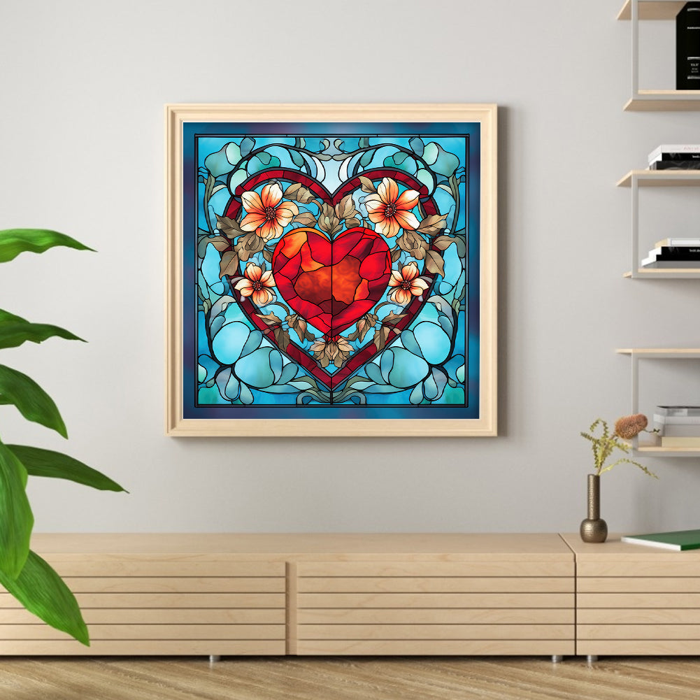 Glass Painting-Love Flowers - 11CT Stamped Cross Stitch 40*40CM