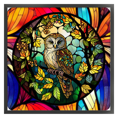 Glass Painting-Owl - 11CT Stamped Cross Stitch 40*40CM