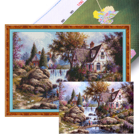 Riverside Cabin - 11CT Stamped Cross Stitch 60*45CM