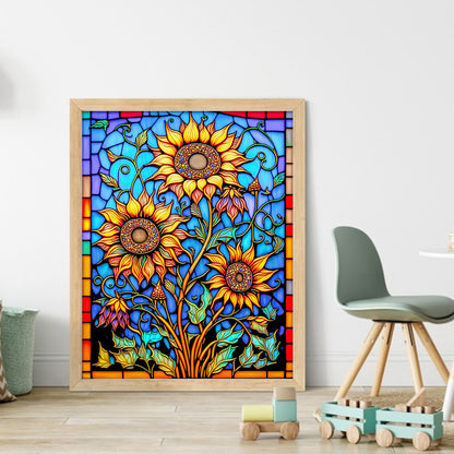 Glass Painting - Sunflower - 14CT Stamped Cross Stitch 40*50CM