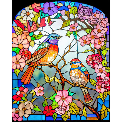 Glass Painting-Bird - 14CT Stamped Cross Stitch 40*50CM