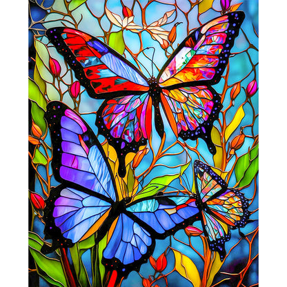 Glass Painting-Butterfly - 14CT Stamped Cross Stitch 40*50CM