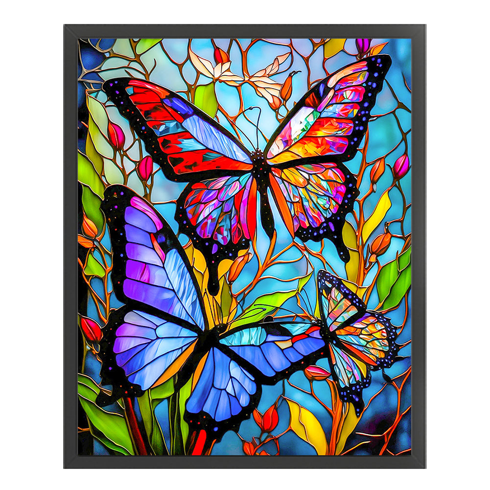 Glass Painting-Butterfly - 14CT Stamped Cross Stitch 40*50CM