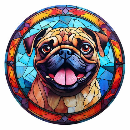 Glass Painting-Bulldog - 11CT Stamped Cross Stitch 40*40CM