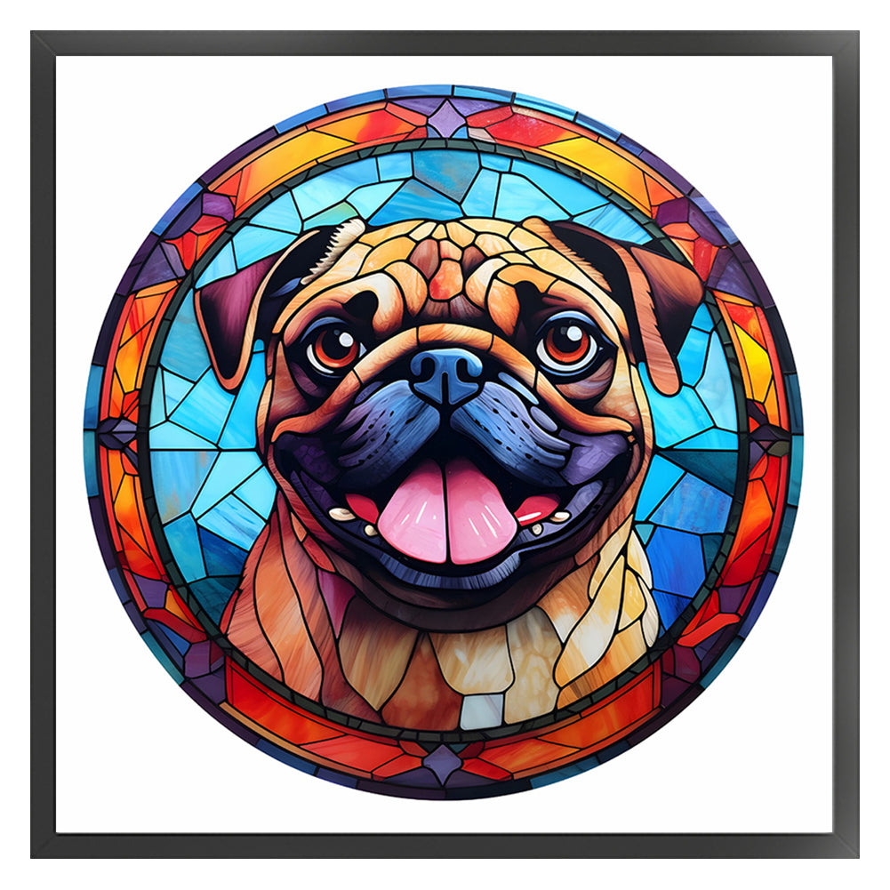 Glass Painting-Bulldog - 11CT Stamped Cross Stitch 40*40CM