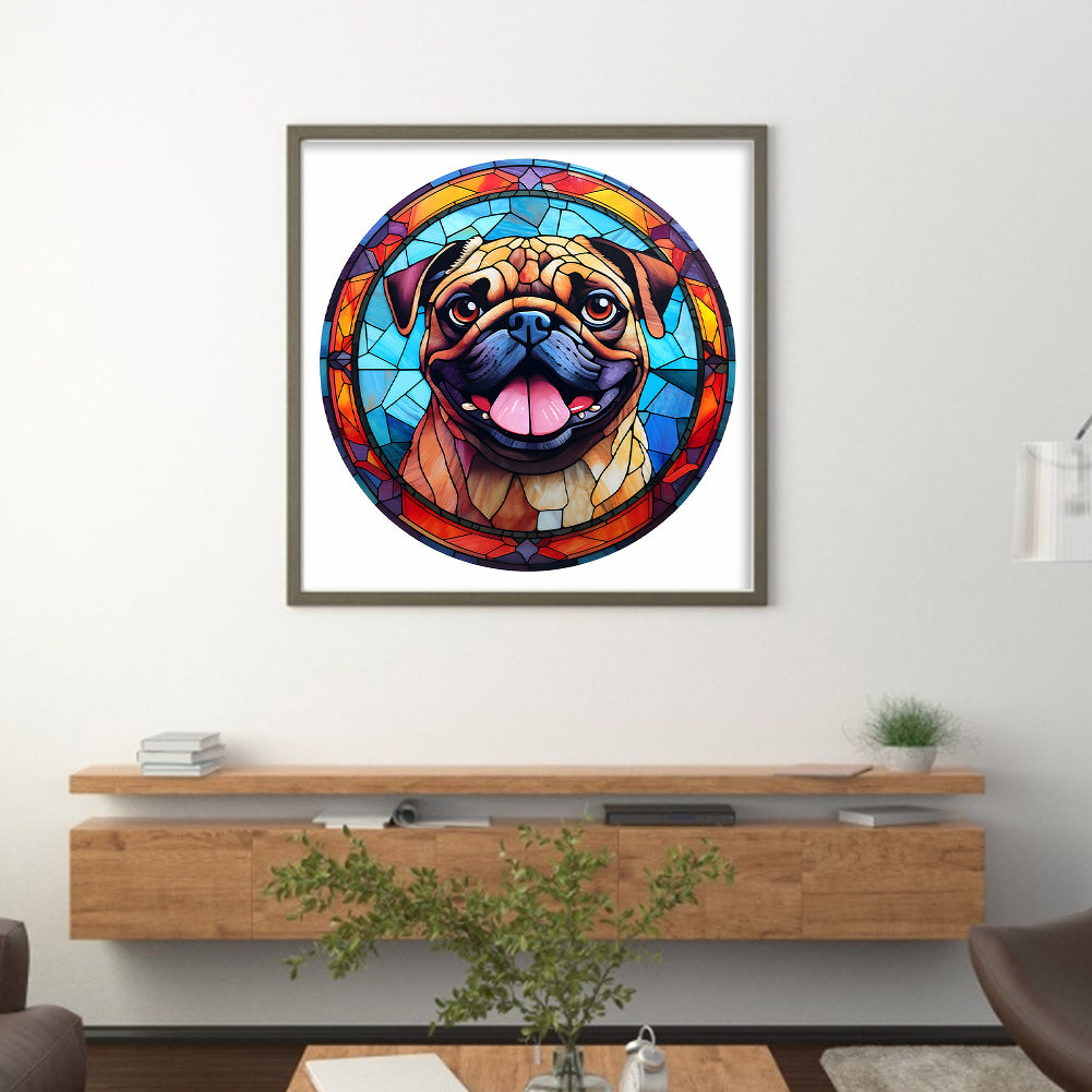 Glass Painting-Bulldog - 11CT Stamped Cross Stitch 40*40CM