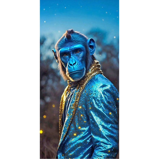 Blue Monkey - 11CT Stamped Cross Stitch 40*80CM