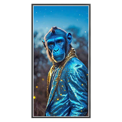 Blue Monkey - 11CT Stamped Cross Stitch 40*80CM