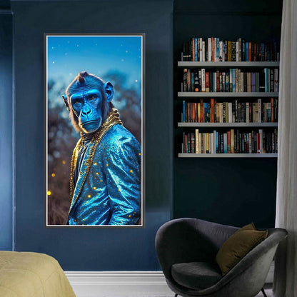 Blue Monkey - 11CT Stamped Cross Stitch 40*80CM