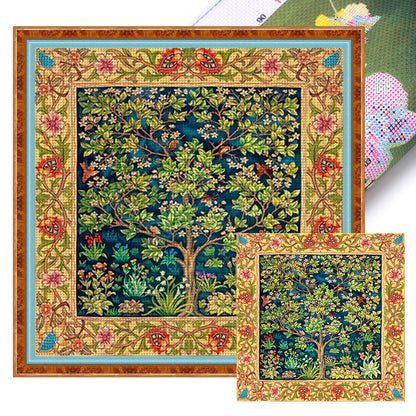 Trees And Flowers - 11CT Stamped Cross Stitch 50*50CM