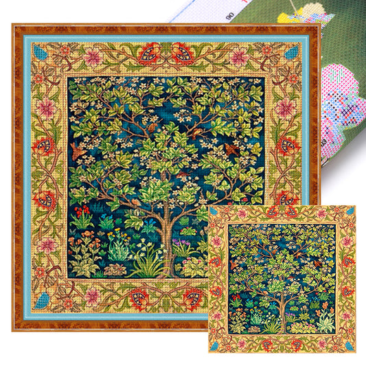 Trees And Flowers - 11CT Stamped Cross Stitch 50*50CM