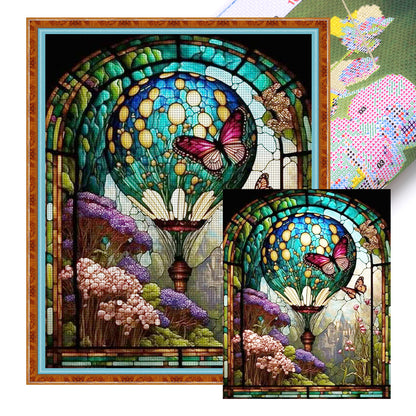 Glass Painting-Hot Air Balloon - 11CT Stamped Cross Stitch 50*60CM