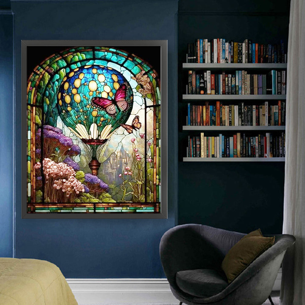 Glass Painting-Hot Air Balloon - 11CT Stamped Cross Stitch 50*60CM