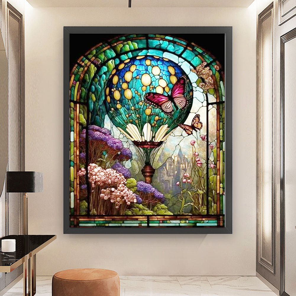 Glass Painting-Hot Air Balloon - 11CT Stamped Cross Stitch 50*60CM