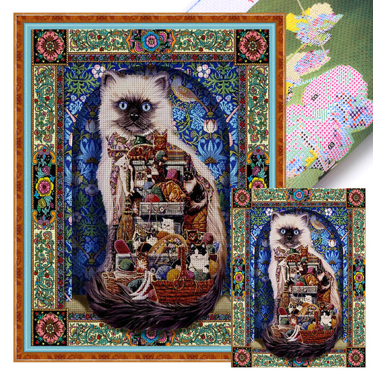 Siamese Cat - 11CT Stamped Cross Stitch 50*65CM