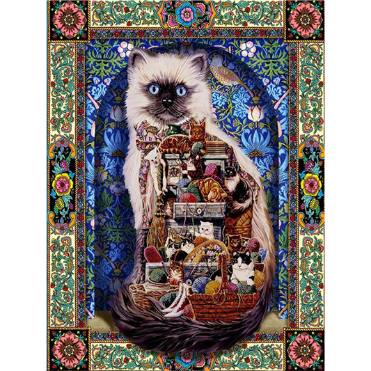 Siamese Cat - 11CT Stamped Cross Stitch 50*65CM