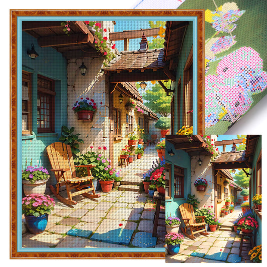 Alley In Front Of The Door - 11CT Stamped Cross Stitch 50*65CM