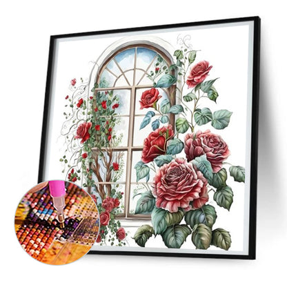Flower Window - Full Round Drill Diamond Painting 30*30CM