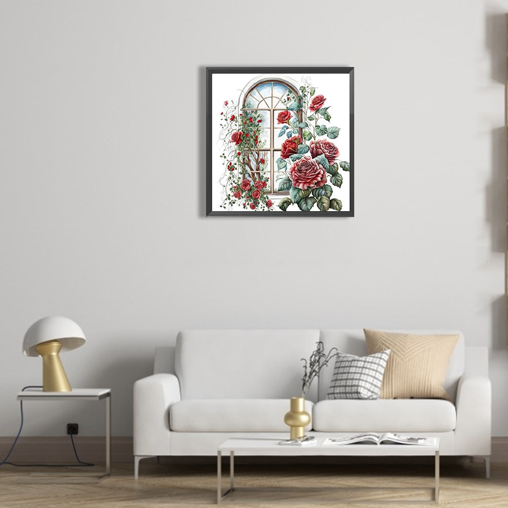 Flower Window - Full Round Drill Diamond Painting 30*30CM