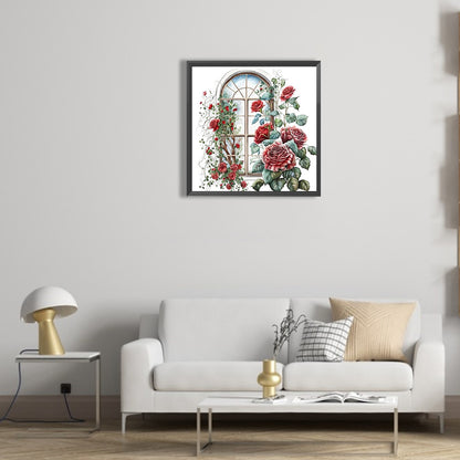 Flower Window - Full Round Drill Diamond Painting 30*30CM