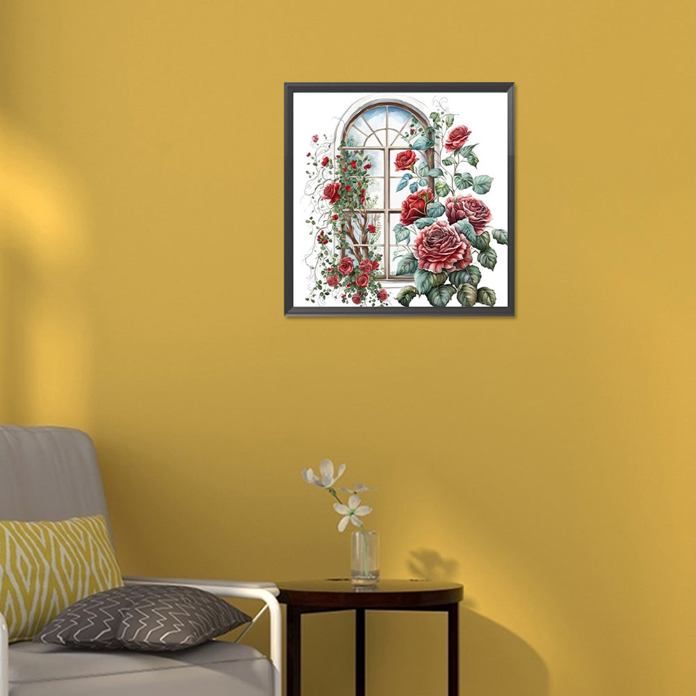 Flower Window - Full Round Drill Diamond Painting 30*30CM