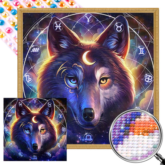 Star Moon Constellation Wolf Head - AB Round Drill Diamond Painting 40*40CM