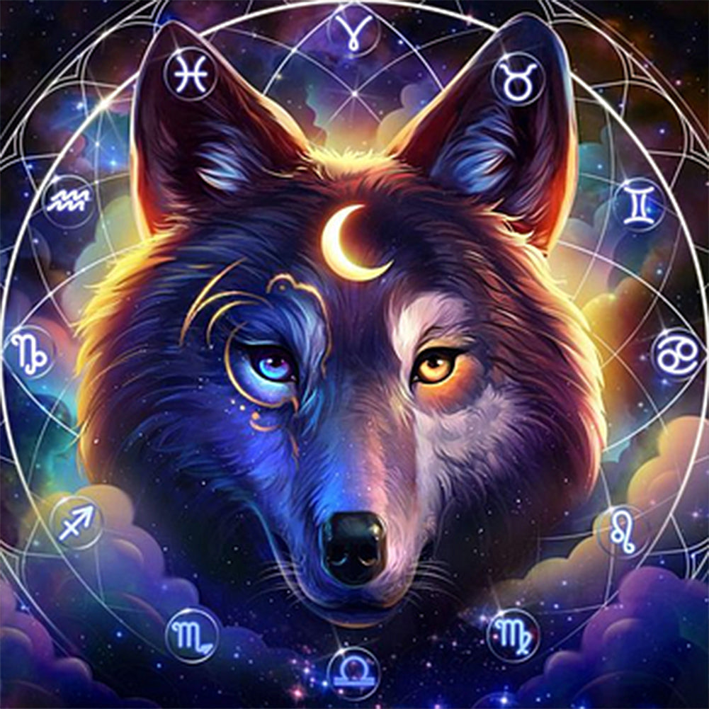 Star Moon Constellation Wolf Head - AB Round Drill Diamond Painting 40*40CM