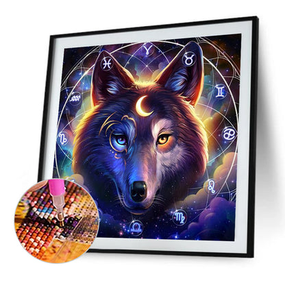 Star Moon Constellation Wolf Head - AB Round Drill Diamond Painting 40*40CM