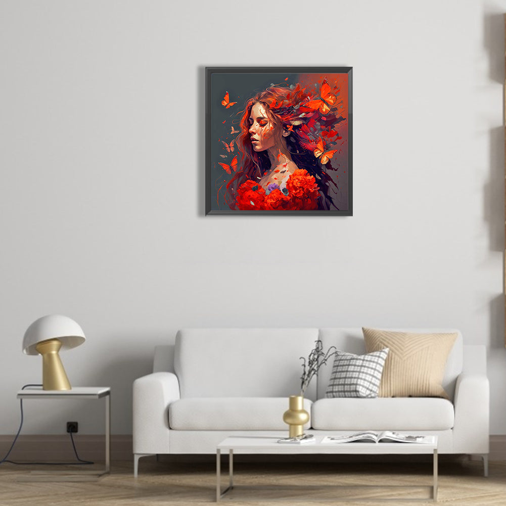 Abstract Art Girl - Full Round Drill Diamond Painting 30*30CM