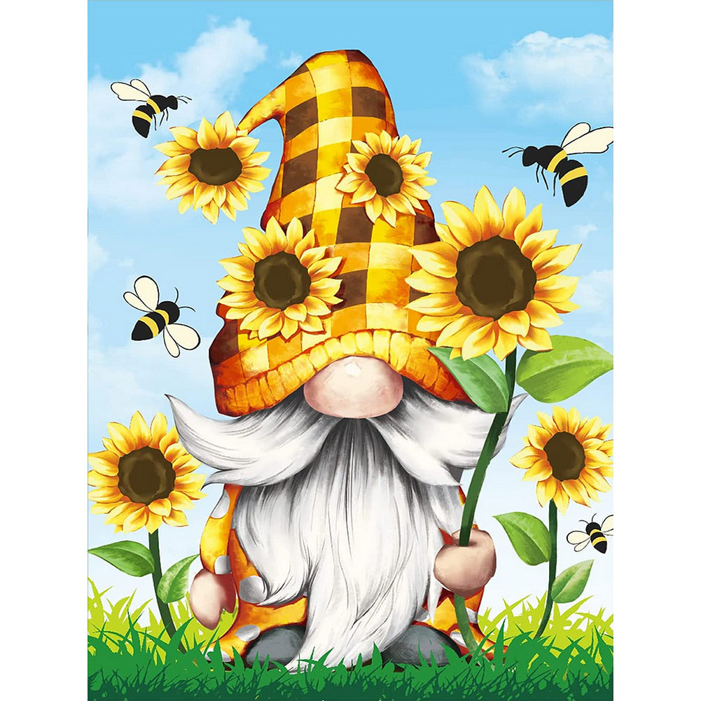 Sunflower Gnome - Full Round Drill Diamond Painting 30*40CM