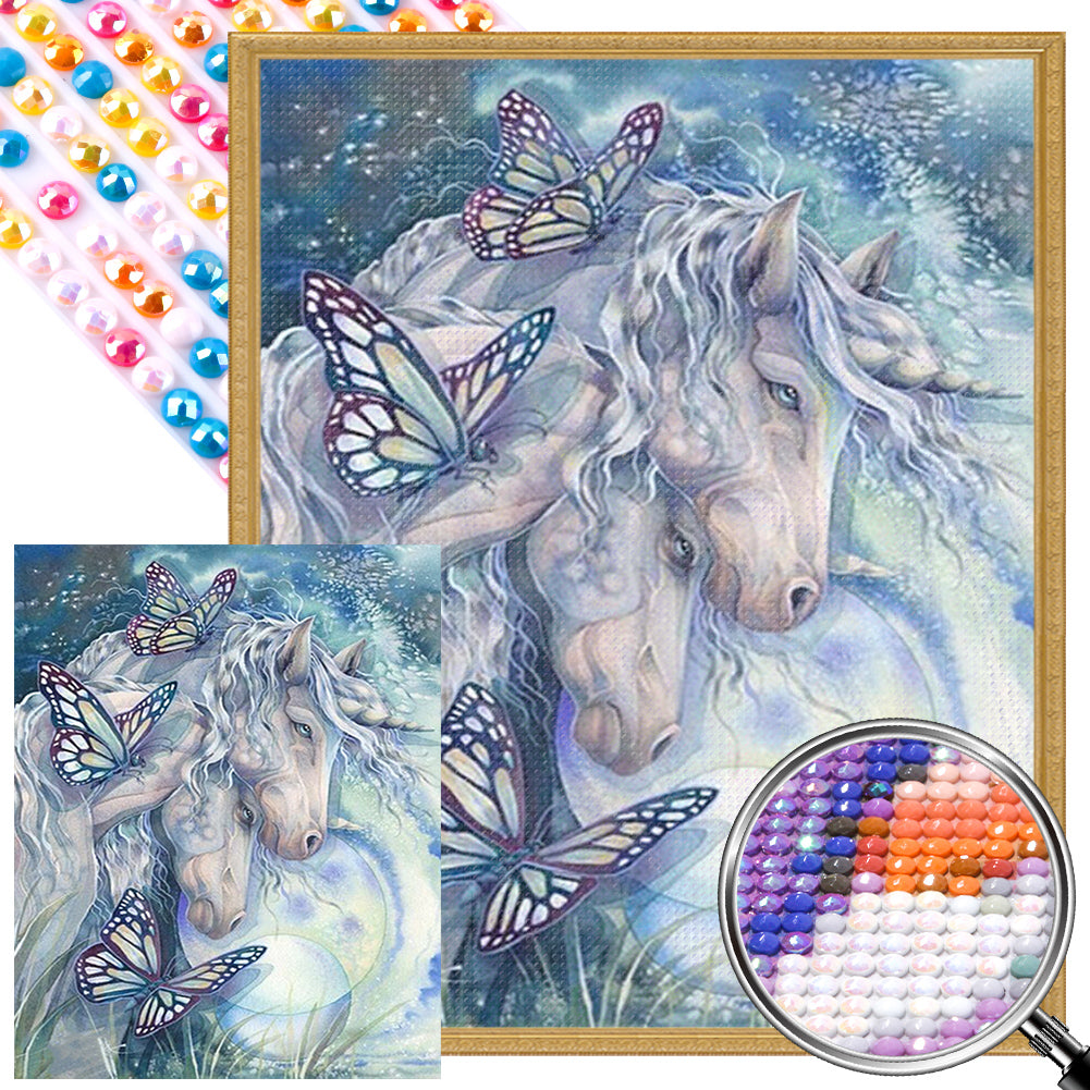 Butterfly Horse - AB Round Drill Diamond Painting 40*50CM