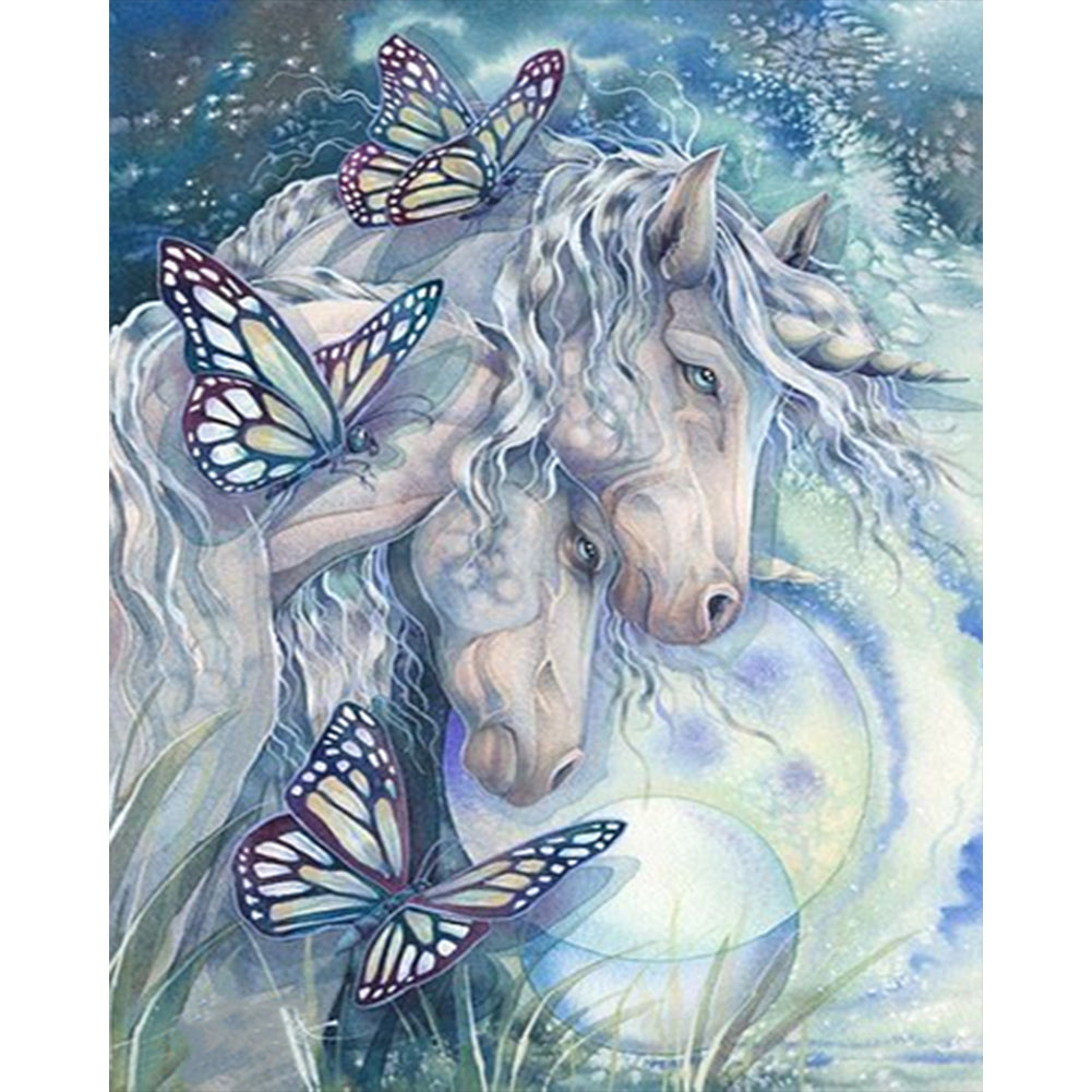 Butterfly Horse - AB Round Drill Diamond Painting 40*50CM