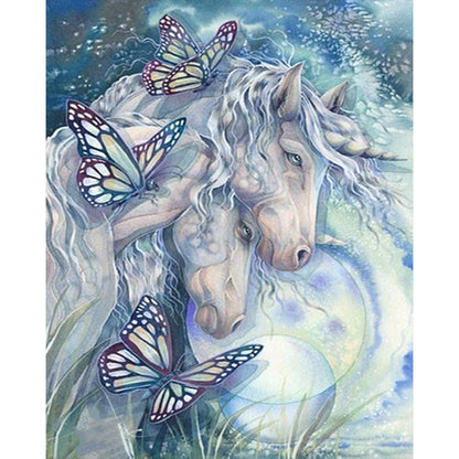 Butterfly Horse - AB Round Drill Diamond Painting 40*50CM