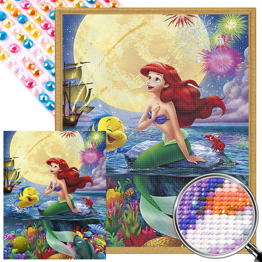 Disney Mermaid Ariel - AB Round Drill Diamond Painting 40*50CM