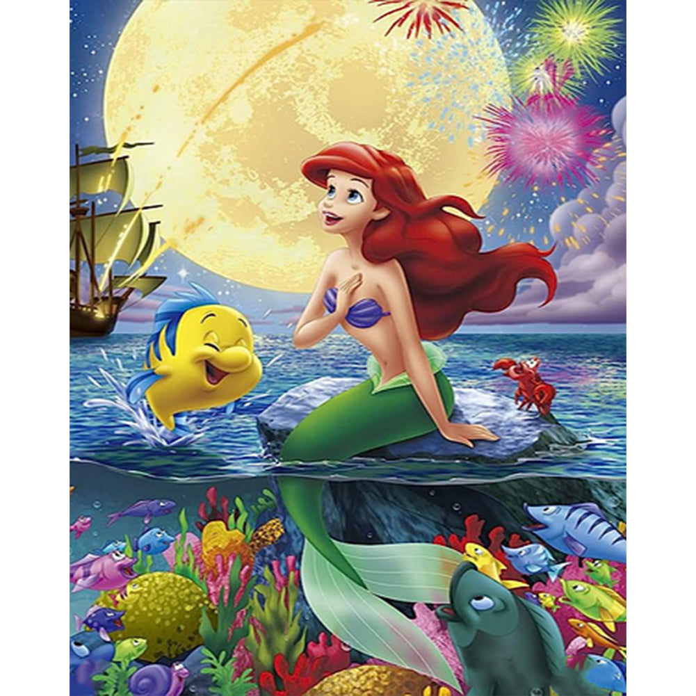 Disney Mermaid Ariel - AB Round Drill Diamond Painting 40*50CM