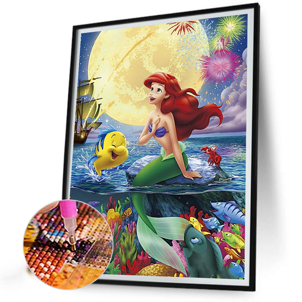 Disney Mermaid Ariel - AB Round Drill Diamond Painting 40*50CM