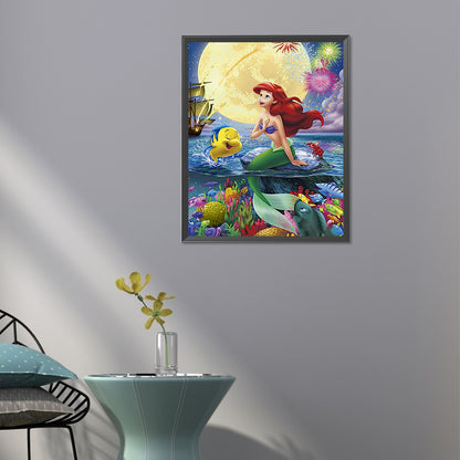 Disney Mermaid Ariel - AB Round Drill Diamond Painting 40*50CM