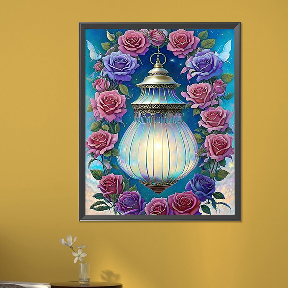 Lantern Rose - AB Round Drill Diamond Painting 40*50CM