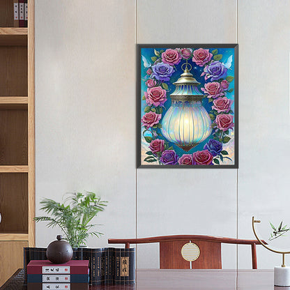 Lantern Rose - AB Round Drill Diamond Painting 40*50CM