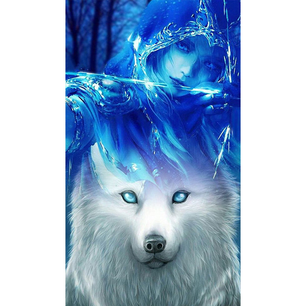 White Wolf - AB Round Drill Diamond Painting 40*70CM