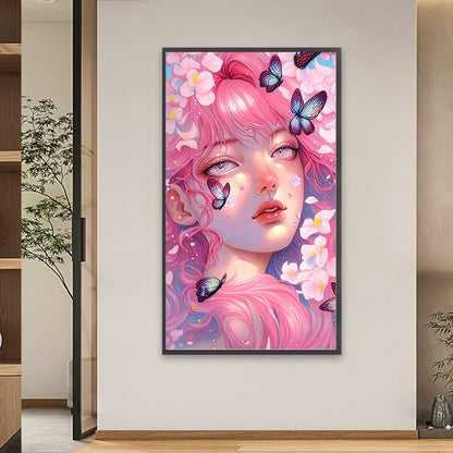 Butterfly Girl - AB Round Drill Diamond Painting 40*70CM