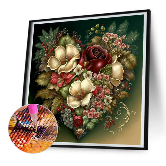 Love Flower Frame - Full Round Drill Diamond Painting 30*30CM