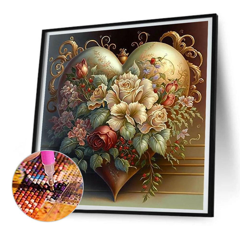 Love Flower Frame - Full Round Drill Diamond Painting 30*30CM