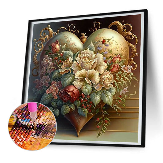 Love Flower Frame - Full Round Drill Diamond Painting 30*30CM