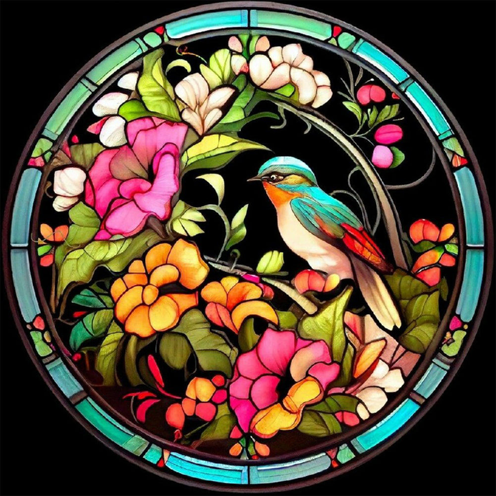 Flower And Sparrow - Full Round Drill Diamond Painting 30*30CM