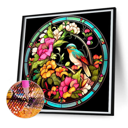 Flower And Sparrow - Full Round Drill Diamond Painting 30*30CM